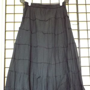 Black Cotton and Gauze Peasant Skirt M